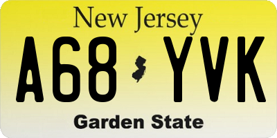 NJ license plate A68YVK