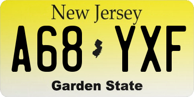 NJ license plate A68YXF