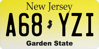 NJ license plate A68YZI