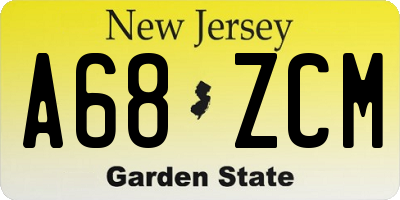 NJ license plate A68ZCM