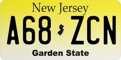 NJ license plate A68ZCN