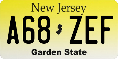 NJ license plate A68ZEF