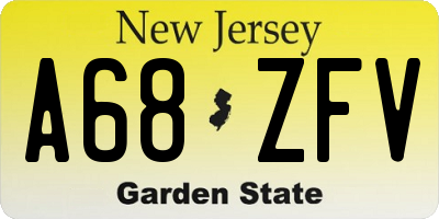 NJ license plate A68ZFV