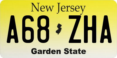 NJ license plate A68ZHA