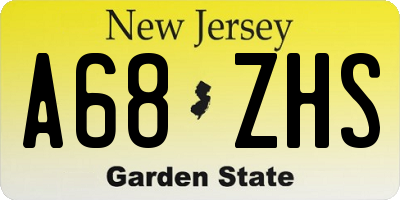 NJ license plate A68ZHS