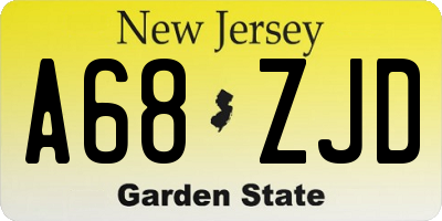 NJ license plate A68ZJD