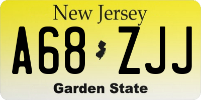 NJ license plate A68ZJJ