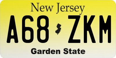 NJ license plate A68ZKM