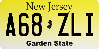 NJ license plate A68ZLI
