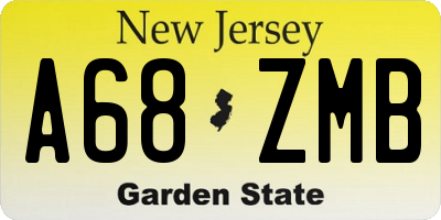 NJ license plate A68ZMB