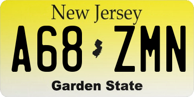 NJ license plate A68ZMN