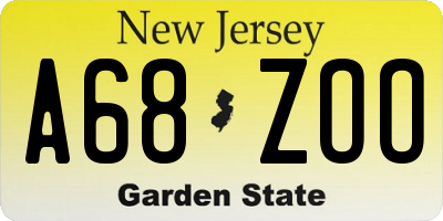 NJ license plate A68ZOO