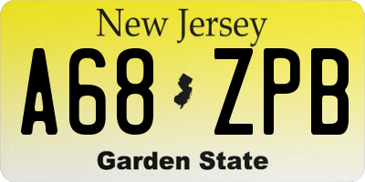 NJ license plate A68ZPB
