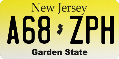 NJ license plate A68ZPH
