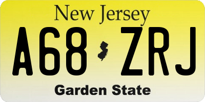 NJ license plate A68ZRJ