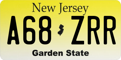 NJ license plate A68ZRR