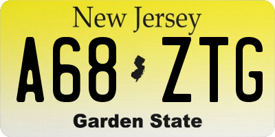 NJ license plate A68ZTG