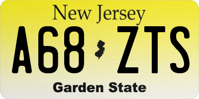 NJ license plate A68ZTS