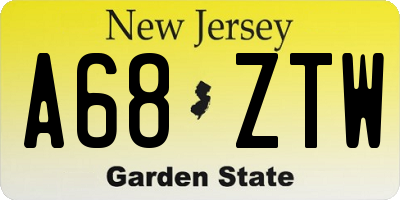 NJ license plate A68ZTW