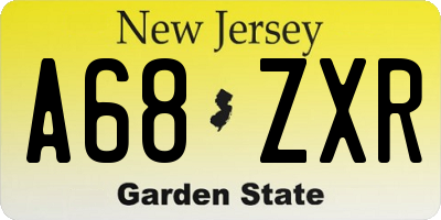 NJ license plate A68ZXR