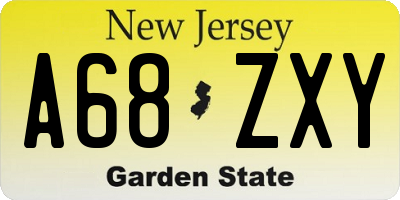 NJ license plate A68ZXY