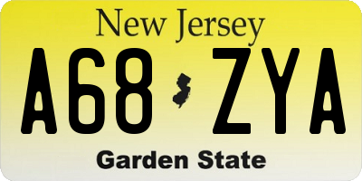 NJ license plate A68ZYA
