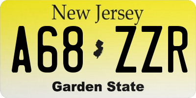 NJ license plate A68ZZR