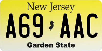 NJ license plate A69AAC