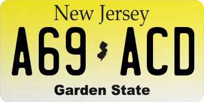 NJ license plate A69ACD