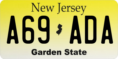 NJ license plate A69ADA