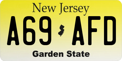NJ license plate A69AFD
