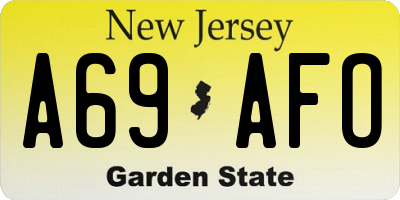 NJ license plate A69AFO