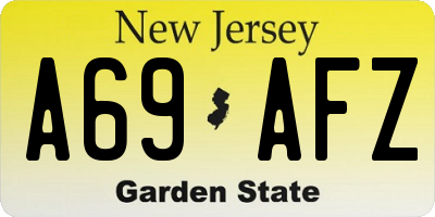 NJ license plate A69AFZ