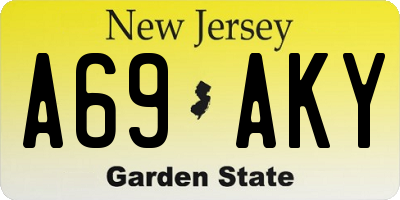 NJ license plate A69AKY