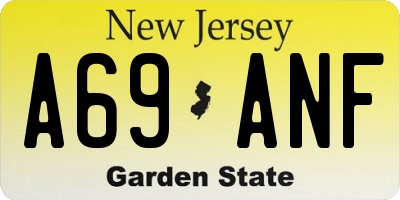 NJ license plate A69ANF