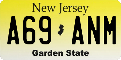 NJ license plate A69ANM