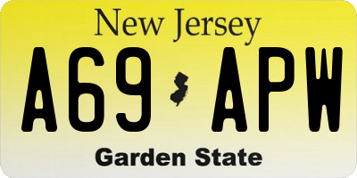 NJ license plate A69APW