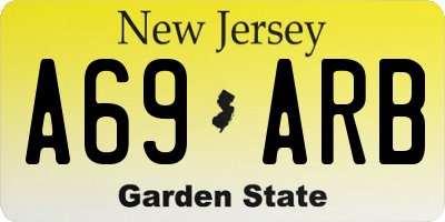NJ license plate A69ARB