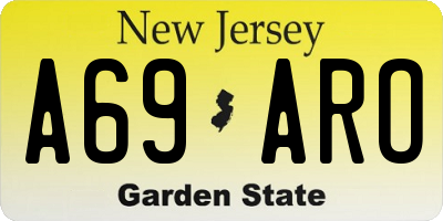 NJ license plate A69ARO