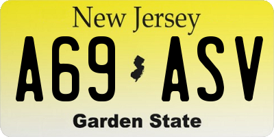 NJ license plate A69ASV