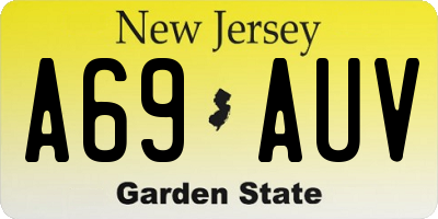 NJ license plate A69AUV