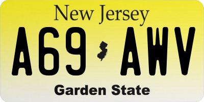 NJ license plate A69AWV