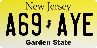 NJ license plate A69AYE