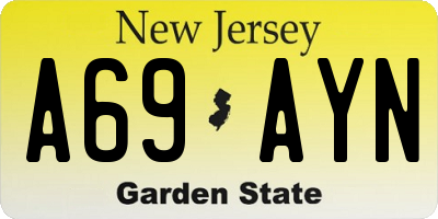 NJ license plate A69AYN