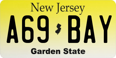 NJ license plate A69BAY
