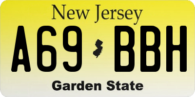NJ license plate A69BBH