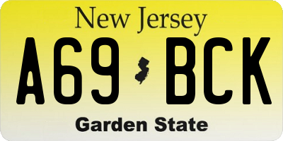 NJ license plate A69BCK