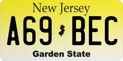 NJ license plate A69BEC