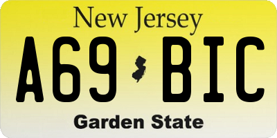 NJ license plate A69BIC