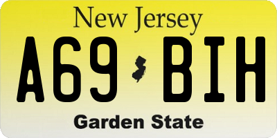 NJ license plate A69BIH